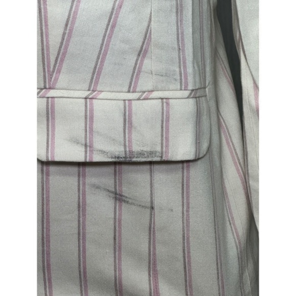 J.Jill Linen Stretch Double Breasted‎ Blazer Pink Stripe XS - Picture 9 of 11